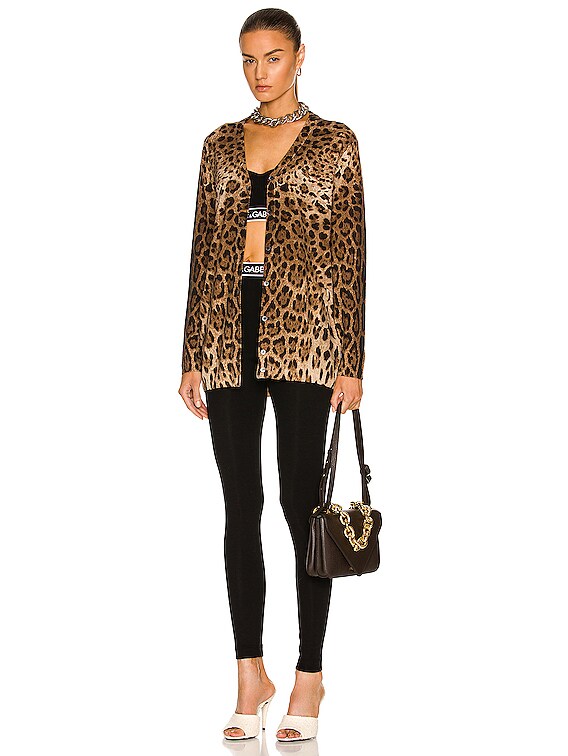 Dolce & Gabbana Long Sleeve Cardigan in Leopard | FWRD