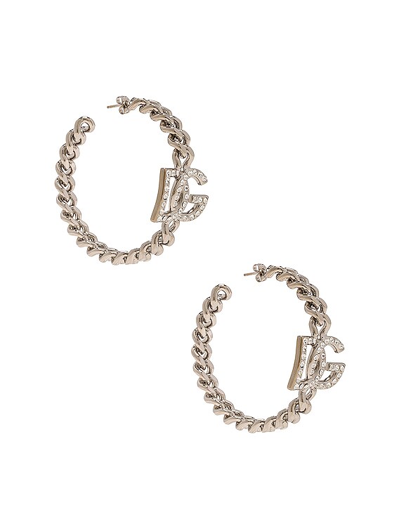 Dolce & Gabbana Logo Hoop Earrings in Silver & Palladium | FWRD