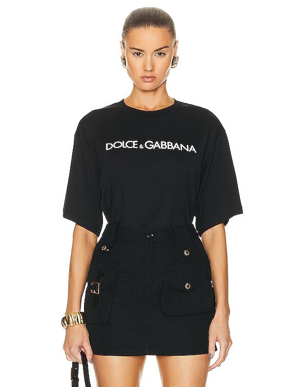 DOLCE & GABBANA ハイウエストスリムフィットトラウサ Dolce & Gabbana Logo T-Shirt in Nero | FWRD