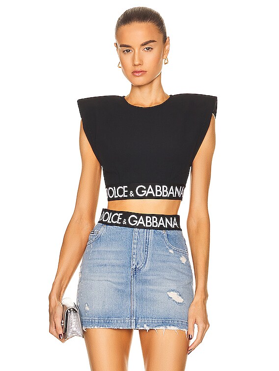 Dolce & Gabbana Sleeveless Crop Top in Black | FWRD