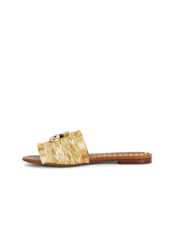 Dolce & Gabbana Raffia Slides in Wood & Natural | FWRD