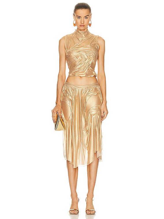 Di Petsa Wetlook High Neck Top in Gold | FWRD Di Petsa Wetlook High Neck Top in Gold | FWRD