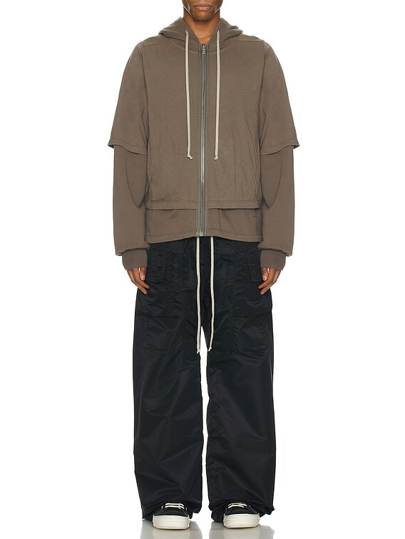 DRKSHDW by Rick Owens Zipped Hustler Hoodie in Dust | FWRD