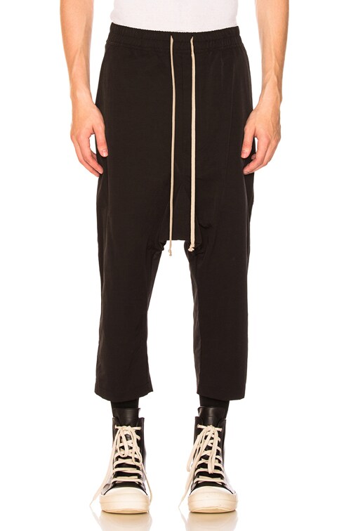 DRKSHDW by Rick Owens Drawstring Cropped Pants in Black | FWRD