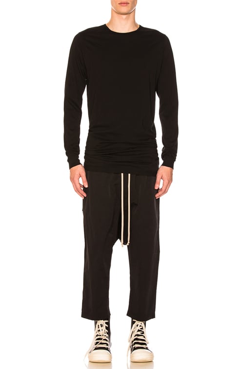 DRKSHDW by Rick Owens Drawstring Cropped Pants in Black | FWRD