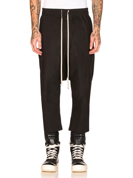 DRKSHDW by Rick Owens Drawstring Cropped Pants in Black | FWRD