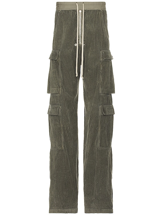 Mens Rick Owens green Drawstring Cargo Trousers