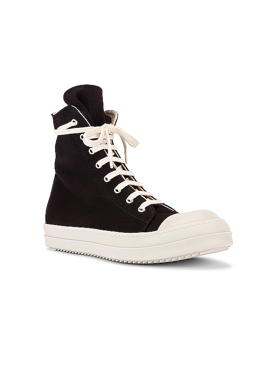 DRKSHDW by Rick Owens Canvas Sneakers in Black & Milk | FWRD