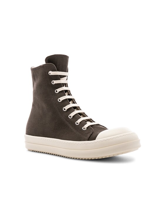 スニーカー DRKSHDW | HIGH VINTAGE SNEAKERS DUST COTTON MOLESKIN DRKSHDW by Rick Owens Hi-Top Sneakers in Dark Dust | FWRD
