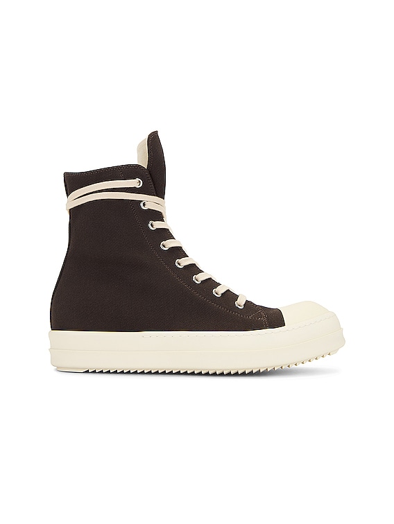 DRKSHDW by Rick Owens Denim High Top Sneaks in Dust & Milk | FWRD