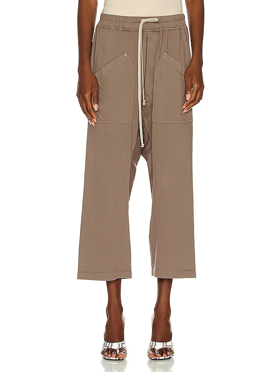 DRKSHDW by Rick Owens Cargo Drawstring Cropped Pant in Dust | FWRD