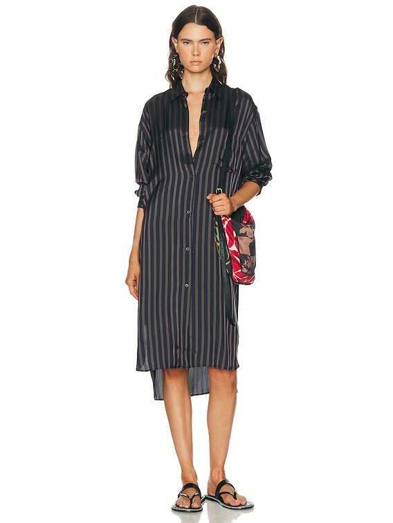 Dries Van Noten Dayley Shirt Dress in Navy | FWRD