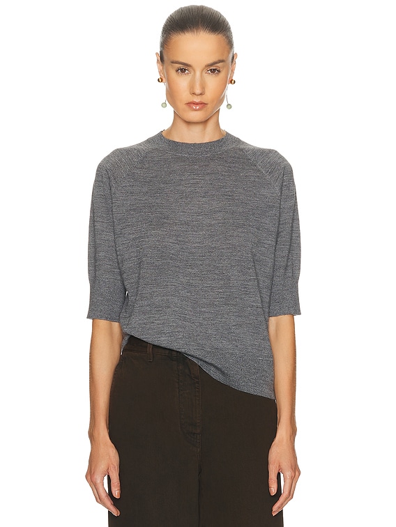 Dries Van Noten カシミヤ クルーネックニット ダークグレー Dries Van Noten Tuan Sweater in Grey | FWRD