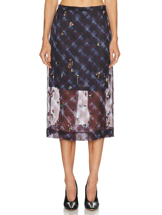 新品DRIES VAN NOTEN SCRANTON SKIRT 38新品 Dries Van Noten Sokna Skirt in Burgundy | FWRD
