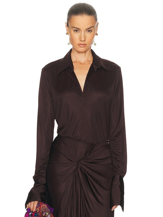 Dries Van Noten Hulindra Shirt in Burgundy | FWRD