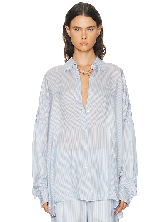 DRIES VAN NOTENシアーブラウス　ベルギー製 Dries Van Noten Casia Shirt in Light Blue | FWRD