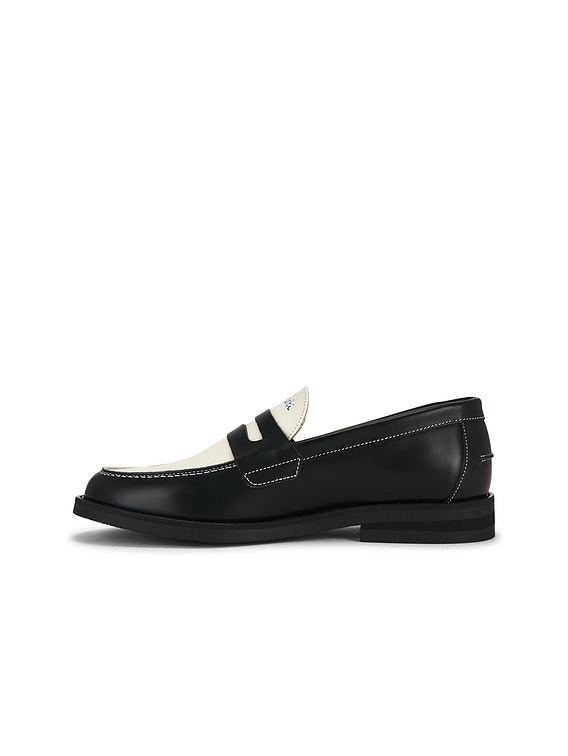 Duke + Dexter Wilde Cherry Penny Loafer in Black & White | FWRD