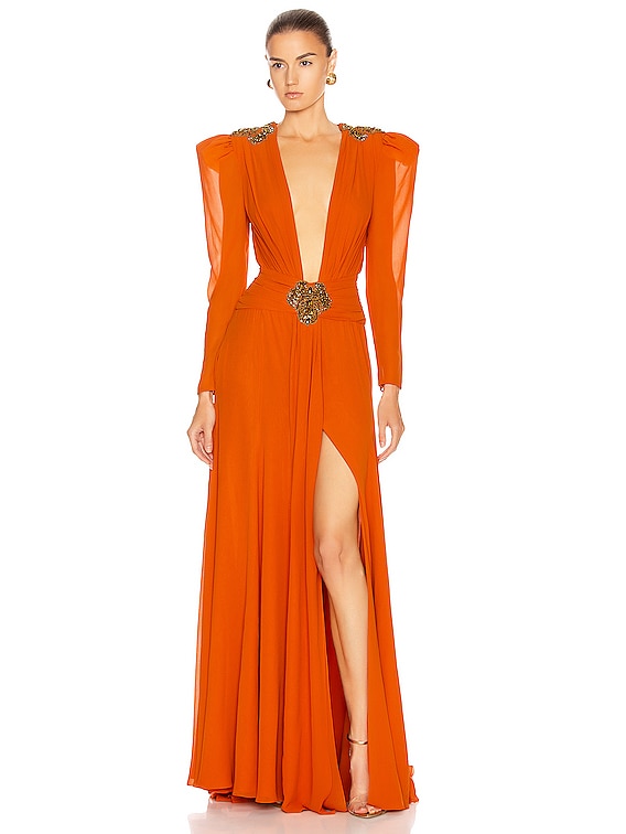 Dundas Embellished Dress in Orange | FWRD