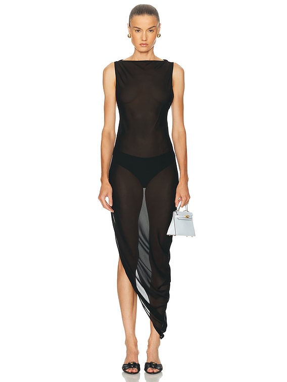 EAVES Via Asym Maxi Dress in Black | FWRD