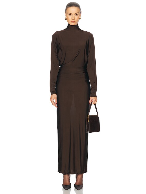 EAVES Shir Dress in Brown | FWRD