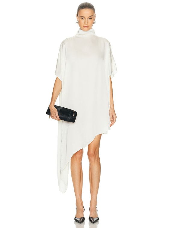 EAVES Noss Asym Mini Dress in Ivory | FWRD EAVES Noss Asym Mini Dress in Ivory | FWRD