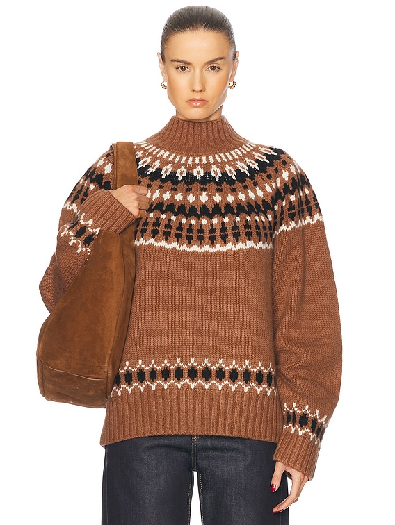 EAVES Cait Fair Isle Sweater in Brown Multi | FWRD