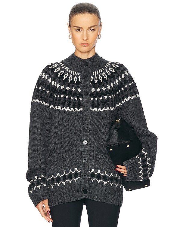 Engineered Garments Knit Cardigan - Brown Fair Isle Stripe