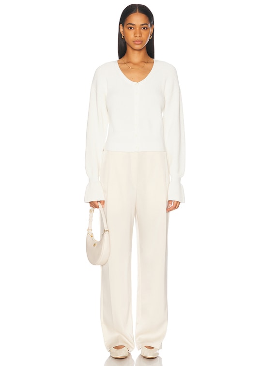 EAVES Lennox Cardigan in Ivory | FWRD