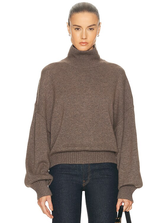 EAVES Ellara Oversized Knit Mock Neck in Dark Taupe | FWRD