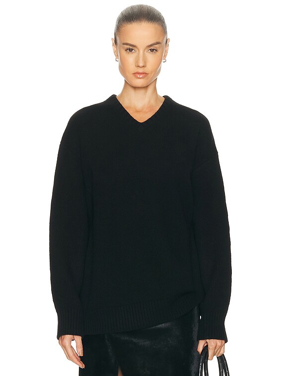 EAVES Zelia V-neck Sweater in Black | FWRD