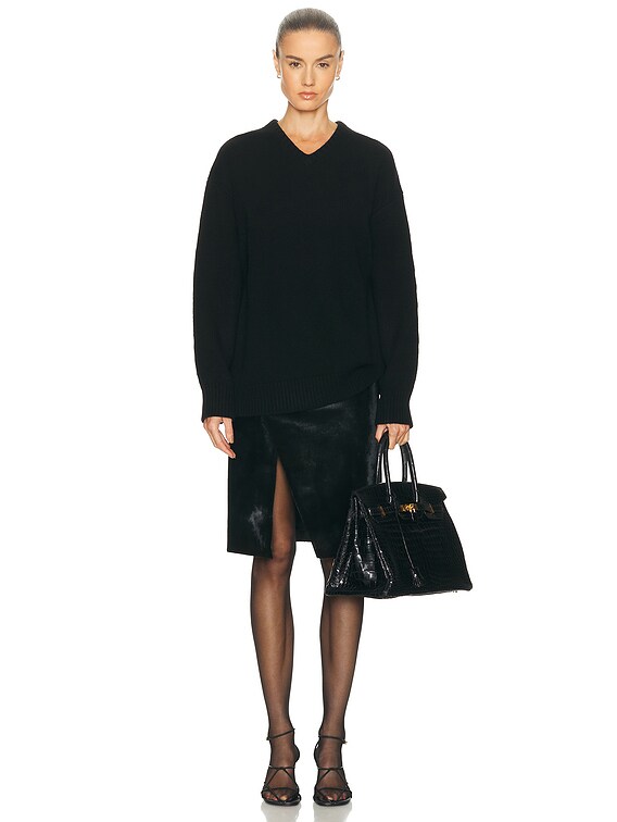 EAVES Zelia V-neck Sweater in Black | FWRD