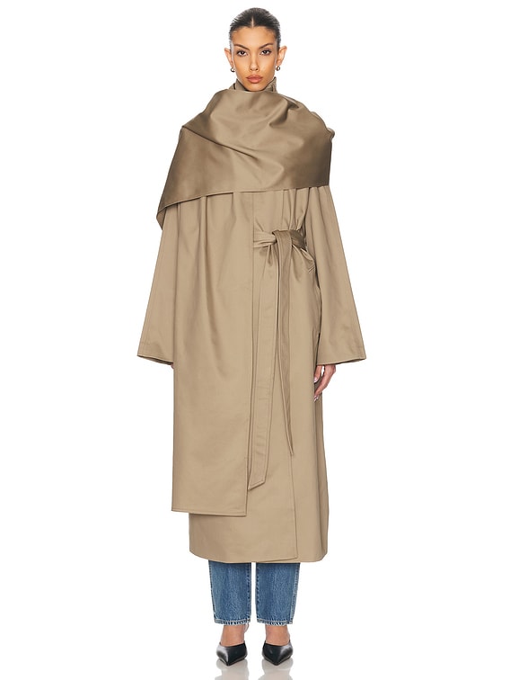 EAVES Yuna Trench Coat in Khaki Greige | FWRD