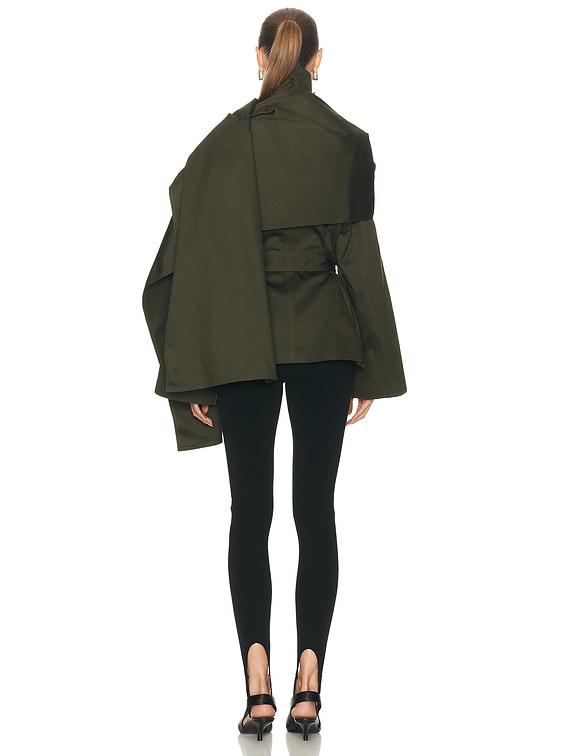 EAVES Yuna Crop Trench in Hunter Green | FWRD