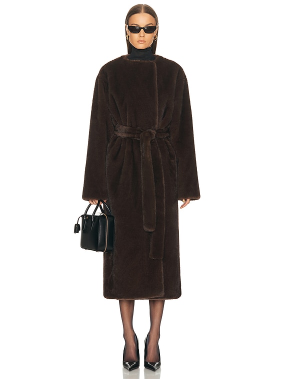 EAVES x Coco Dagna Coat in Dark Brown | FWRD
