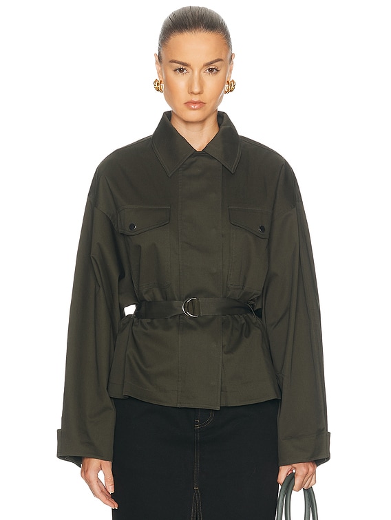 EAVES x Jasmine Tookes Lina Belted Jacket in Dark Moss | FWRD