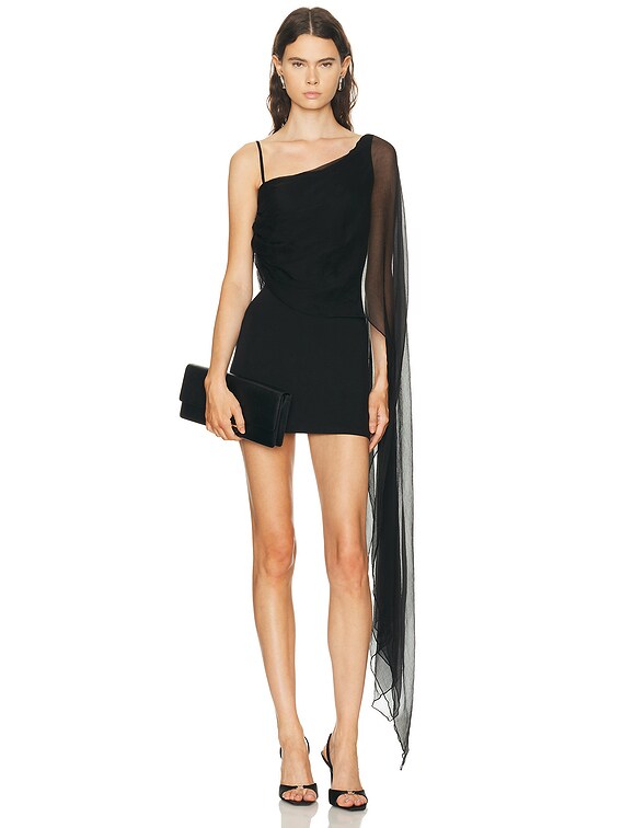 chinese dress ladies Black Shimmer Plisse Frill Mini Dress main image 0