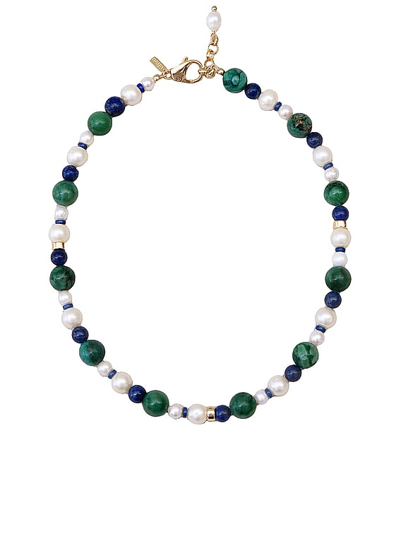 Eliou ネックレス - African Jade, Lapis Lazzuli, & Freshwater Pearl