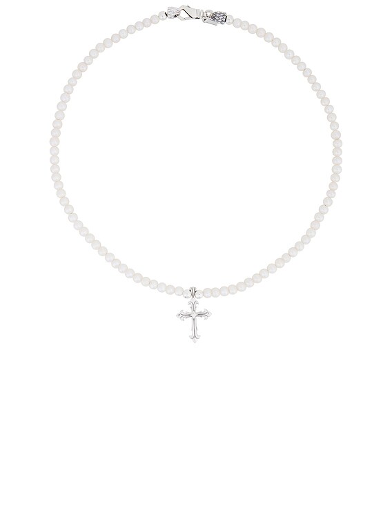 Emanuele Bicocchi Pearl Necklace With Cross in White