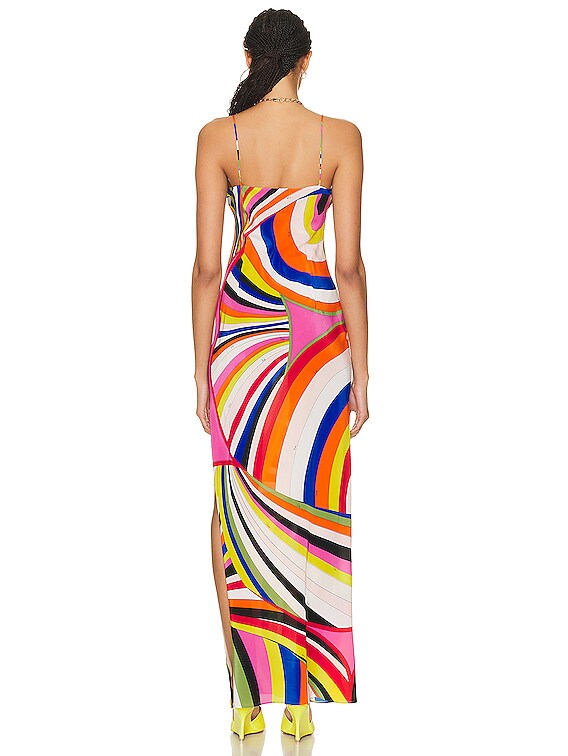 Emilio Pucci Silk Maxi Dress in Blue & Fuchsia | FWRD