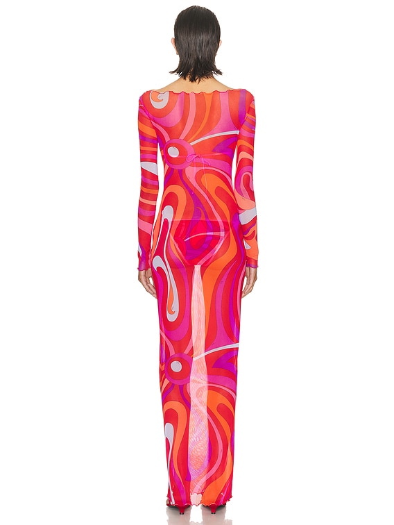 knee length dresses for ladies Emilio Pucci Long Sleeve Printed Dress