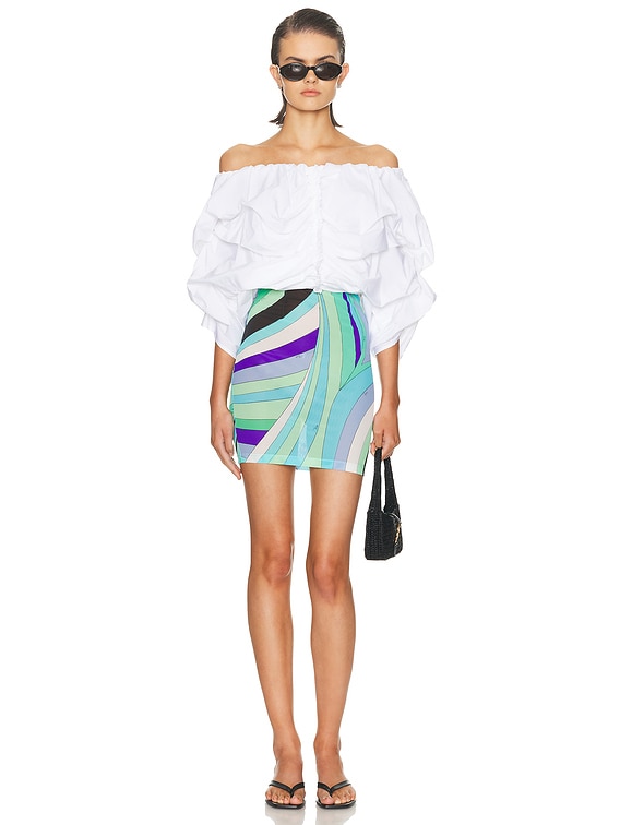 pucci off shoulder dress Pucci - Marmo Print Off The Shoulder Dress - Size: 42 - Black & Nude - In Cotton