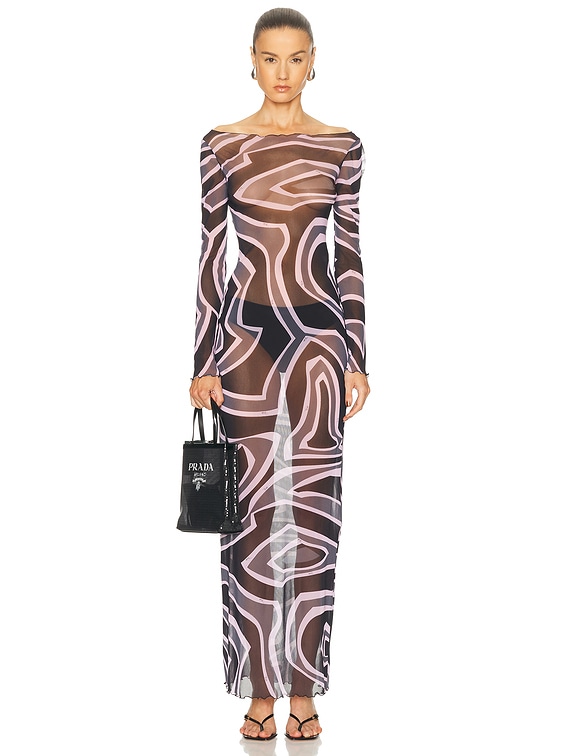 Emilio Pucci Long Sleeve Dress in Black & Pink | FWRD