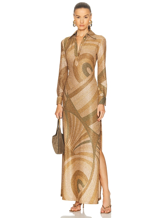 pucci gold dress Long Sleee in Oro winter night out