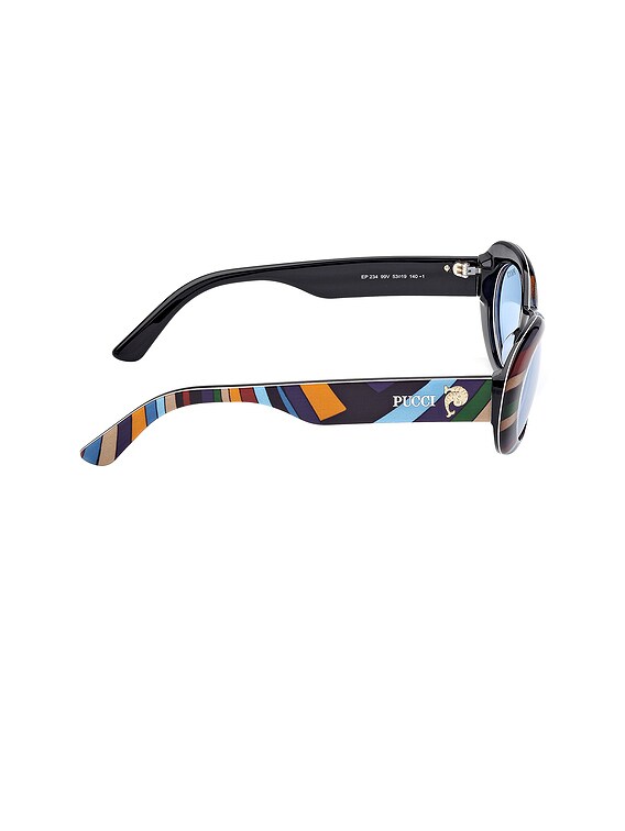 Emilio Pucci Oval Sunglasses in Shiny Iride Pattern & Blue 