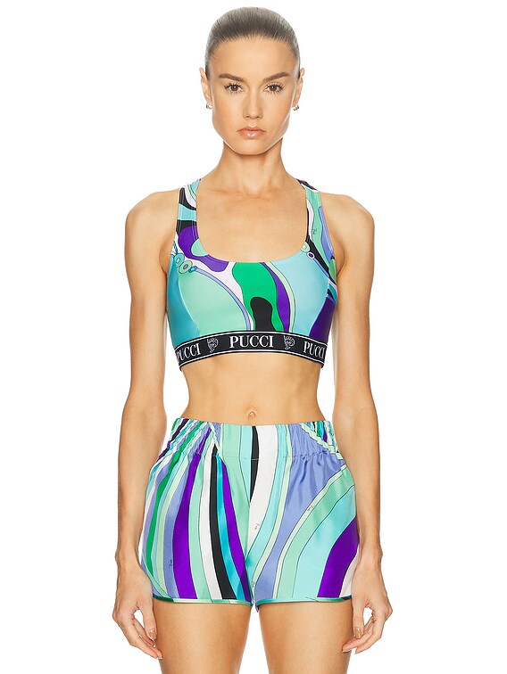 Emilio Pucci Sports Bra in Verde & Lilla | FWRD