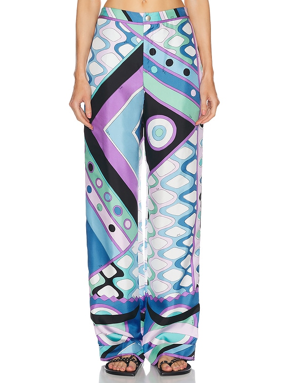 Emilio Pucci Straight Leg Pant in Celeste & Bianco | FWRD