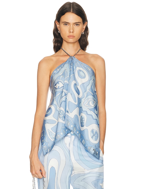 Emilio Pucci Silk Twill Top in Pale Blue | FWRD
