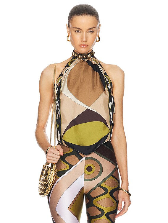 Emilio Pucci Backless Tank Top in Khaki & Muschio | FWRD