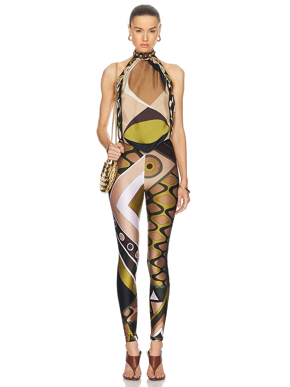 Emilio Pucci Backless Tank Top in Khaki & Muschio | FWRD