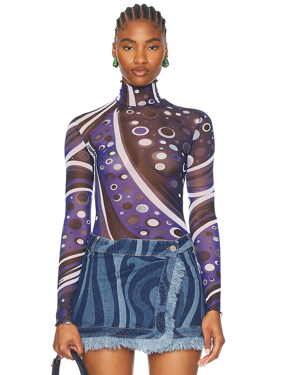 Emilio Pucci Long Sleeve T-shirt in Navy | FWRD